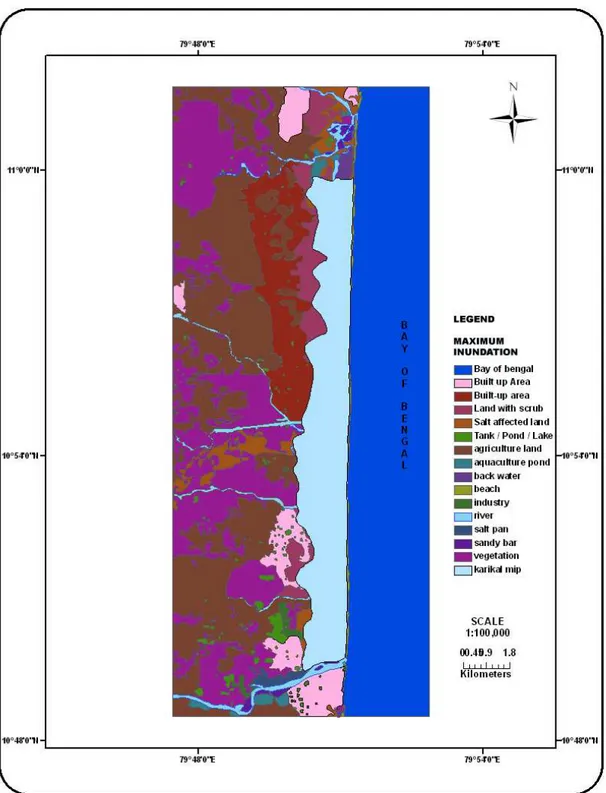 Fig. 4. Inundation Map from Poovam to Nagore. 