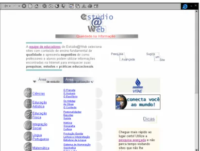Figura 2 - Página de abertura do EstúdioWeb/janeiro-1999 