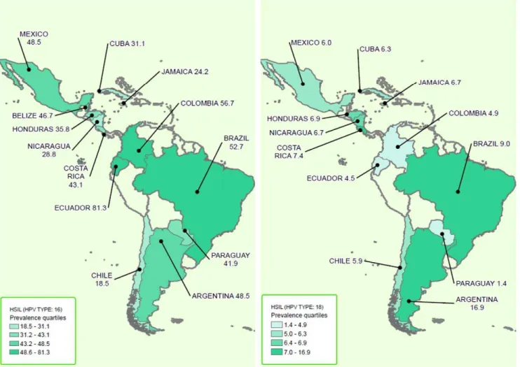 Figure 7. Distribution HPV 16/18 in HSIL in LA&amp;C.