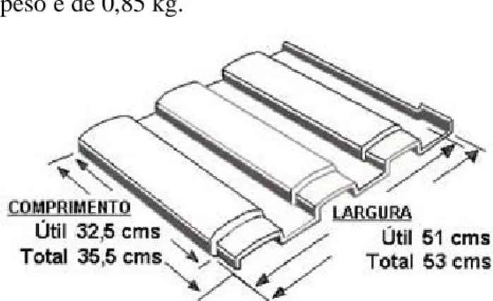 Figura 1. Dimensões da telha de PET 