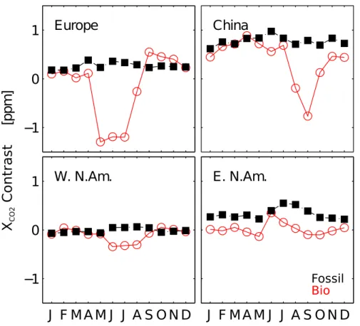 Fig. 4. Simulated regional contrast in X CO