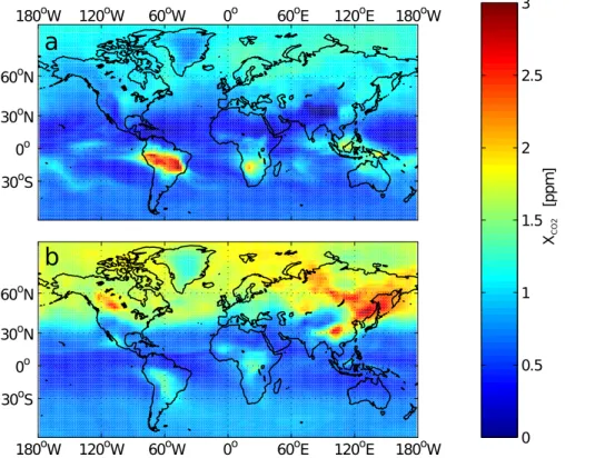 Fig. 5. Simulated seasonal variability in X CO