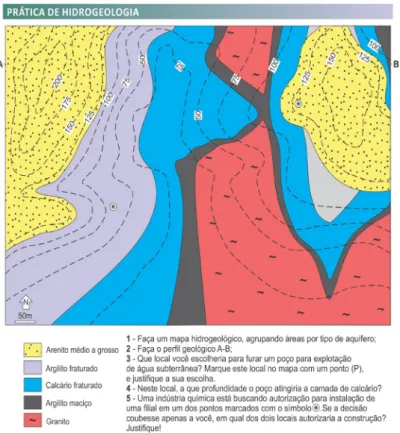 Figura 4. Perfil geológico AB, resposta parcial do exercício proposto