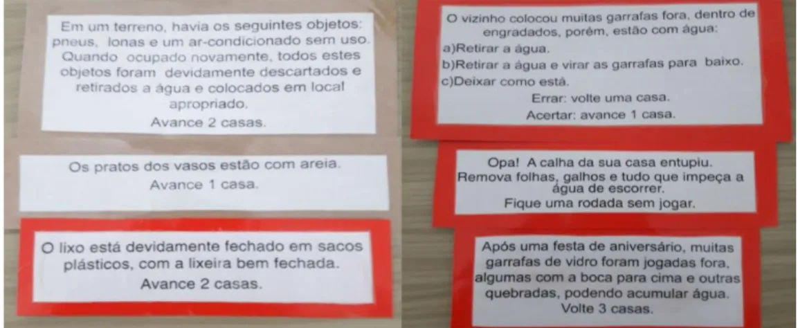 Figura 5 - Cards utilizados com informações sobre a proliferação do mosquito. 