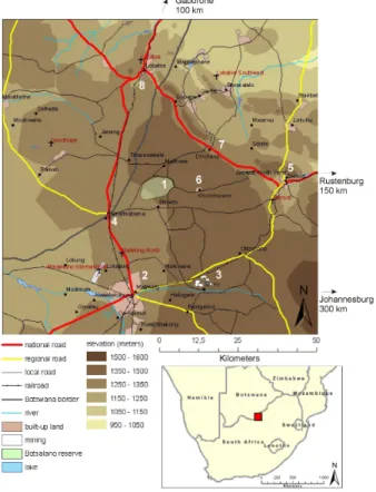 Fig. 1. The measurement site. Location of the detailed map (red square) on a larger scale is indicated on the small map in the lower right hand corner