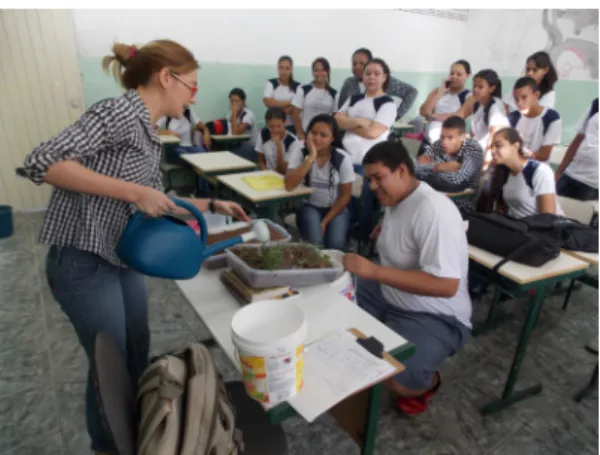 Figura 4. Aplicação do experimento em turma do 2° ano  do ensino médio da Escola Estadual Nelson Stroilli,  Rio Claro/SP.