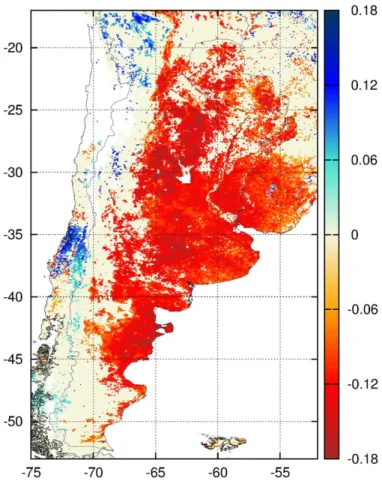 Figure 5. Zoom to South America at the highest spatial resolution of 0.05 ◦ × 0.05 ◦ 