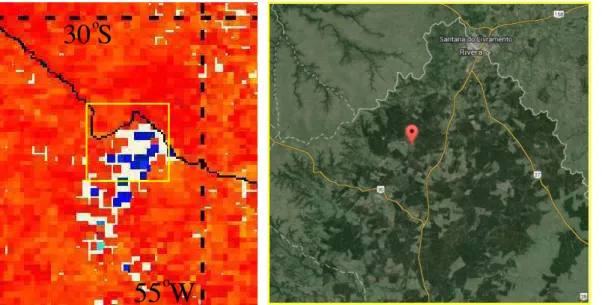 Figure 6. Zoom to an area at the border of Uruguay and Brazil, where local trends indicate