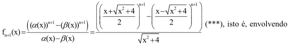 Figura 3: Lista dos primeiros elementos definidos a partir de sequências recursivas polinomiais, indicadas  por   f (x) n  n IN