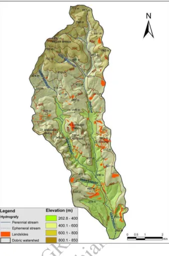 Fig. 2. The landslides distribution at the catchment  area level 