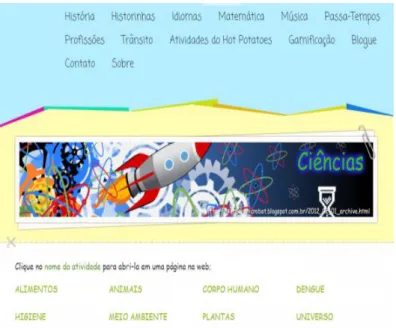 Figura 3 – Layout da página com objetos de aprendizagem com o conteúdo “corpo humano”.