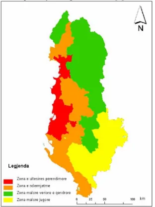 Figure 2. The agro ecological zones of  Albania (Source: [4]) 
