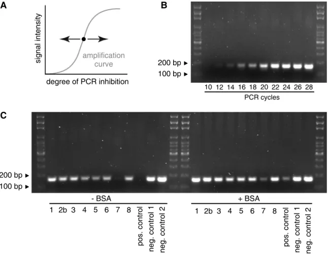 Fig 10. Testing environmental samples for PCR inhibition. (A) Conceptual illustration of an inhibition testing PCR