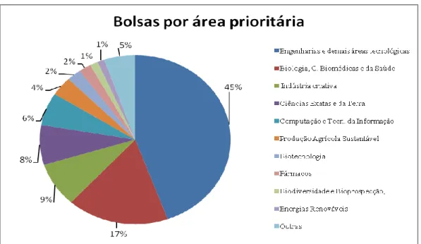 Gráfico 5 – Bolsas por área prioritária 