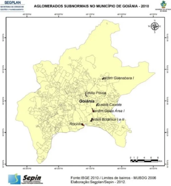 Figura 1: Localização Aglomerados subnormais – Goiânia – 2010 Fonte: Segplan/Sepin.