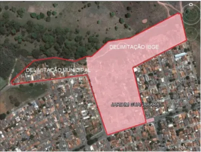 Figura 5: Delimitação de área de posse denominada de Jardim Guanabara Fonte: Google Earth (2010).