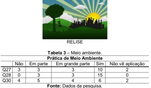 Tabela 3 – Meio ambiente. 