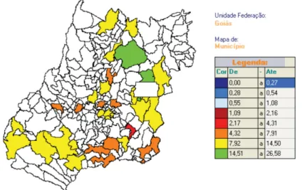 Figura 2: Déficits Habitacionais do Estado de Goiás entre os anos de 2000 a 2010