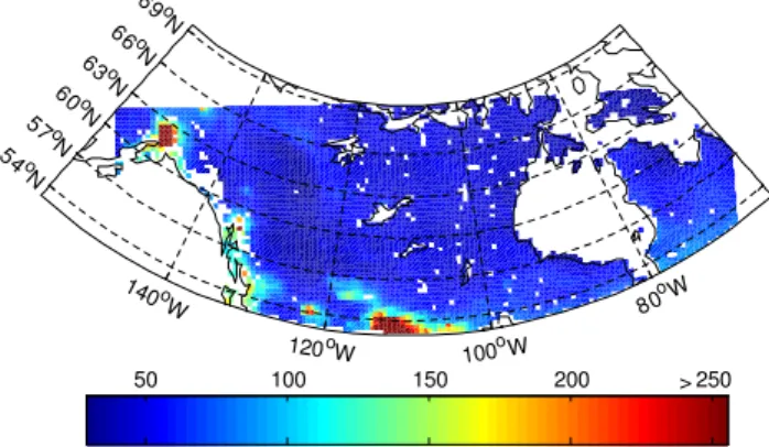 Fig. B1. NO x (=NO+NO 2 +NO 3 +2*N 2 O 5 ) concentration (pptv) over the WRF-Chem domain