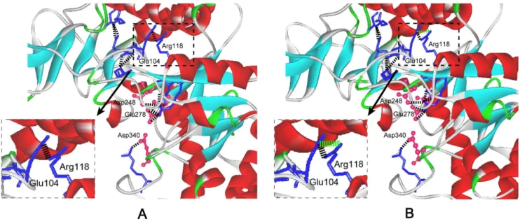 Figure 5. Effect of pH on activity and stability of eight five-site mutant enzymes. A: Effect of pH on activity of mutants