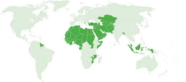 Figure 1. OIC member states. Image credit: Organisation of the Islamic Conference [37].