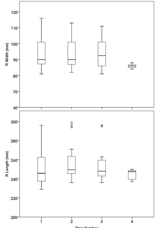 Fig 1. There was no influence of changes in paint amount or consistency across each trial: between step width and step number, p = 0.328;