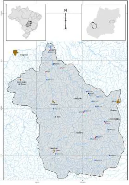 Figura 1: Bacia do rio Caiapó com os Pontos Amostrais