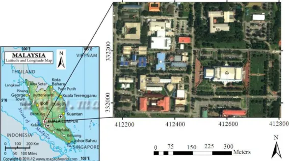 Fig. 1. The study area covering part of Universiti Putra Malaysia (UPM) main campus extracted from Google Earth