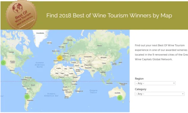 Figure 4 – Best of wine tourism winners by map – innovation digital process 