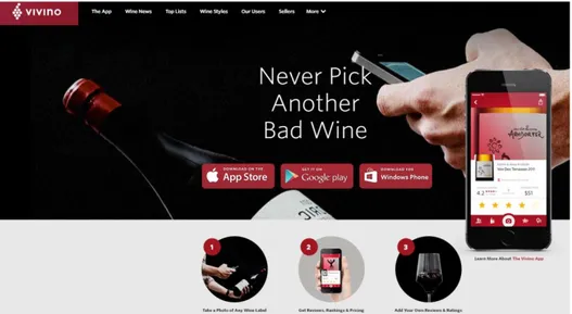 Figure 5 – Vivino app - innovation app (products and services) 