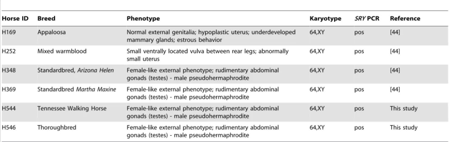 Table 5. Novel and highly aberrant common (in bold font) CNVRs in XY DSD horses.