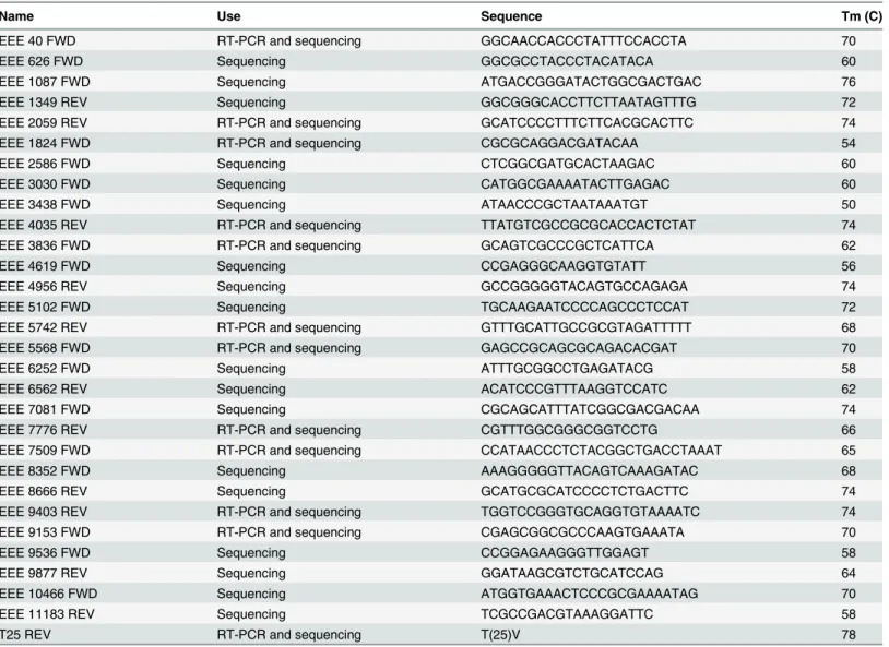 Table 1. The oligonucleotides used for EEEV full genome sequencing.