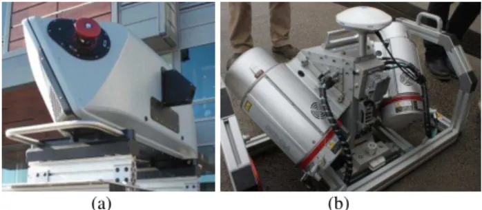 Figure  3.  a)  MX8  data  camera  system  from  TRIMBLE.  b)  RIEGL VMX-250 measuring head