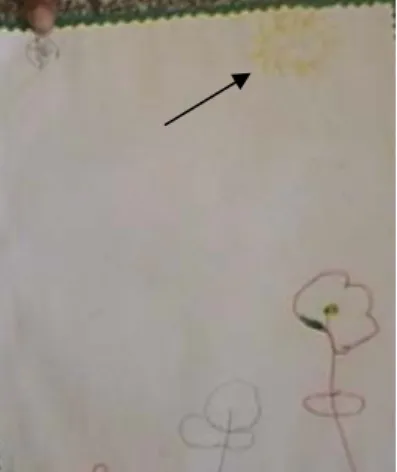 Figura 9. Detalhe do desenho do grupo de Carlos. Note-se, na parte superior, a lupa à esquerda e o Sol à  direita