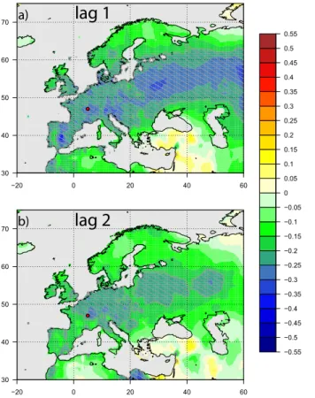 Fig. 6. Correlation of the GHD series with the winter near surface temperature (Mitchell et al., 2003) in the period from 1901 to 2002