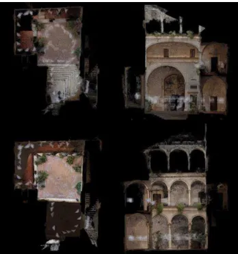Figure 4. Comparison of the exposures of the snapshots in the  courtyard. JPG format (left) and RAW processing (right) 