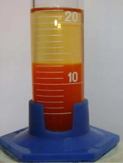 Figura 6: Mistura heterogenea das soluções e solução aquosa de  NaCl 10 %. 