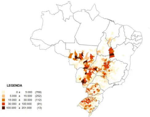 Figura 1 – Área plantada de soja no Brasil em 1990 (em hectare) 