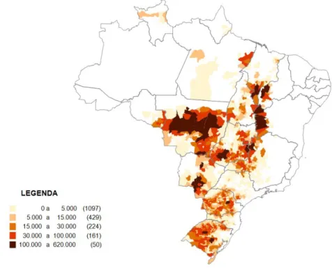 Figura 2 - Área plantada de soja no Brasil em 2013 (em hectare) 