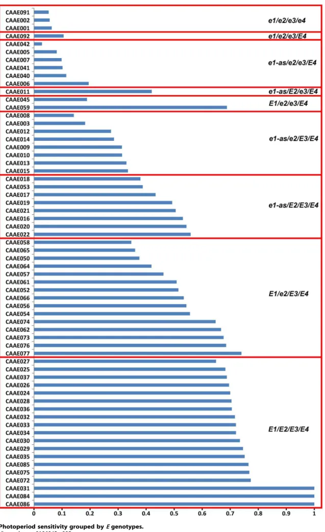 Figure 5. Photoperiod sensitivity grouped by E genotypes.