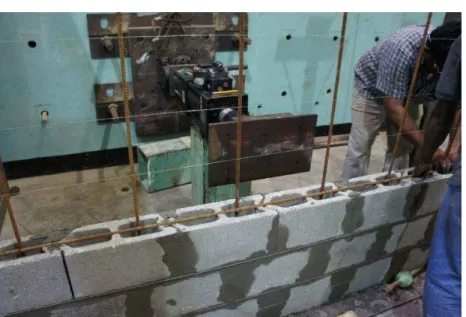 Figure 4. Wall section under construction with vertical and horizontal rebar