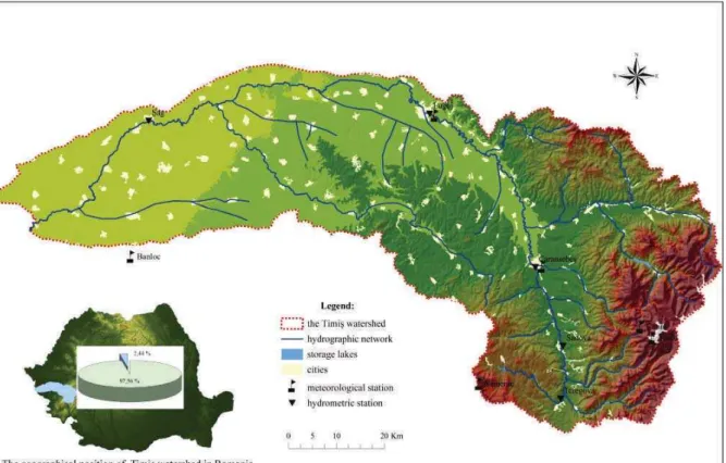Fig. 1. The map of the hydrographical basin of Timiú river. 