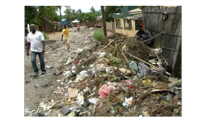 Foto 5 - Aspeto do lixo espalhado por uma rua de um bairro semiperiférico de Nampula 