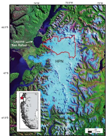 Fig. 1. Location of Glaciar San Rafael in the Campo de Hielo Patagonico Norte (HPN), Chile