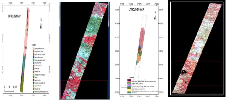 Fig. 1 a) Lithology Map of Scene-1  EO1H1480432013070110_KZ, Udaipur District, 