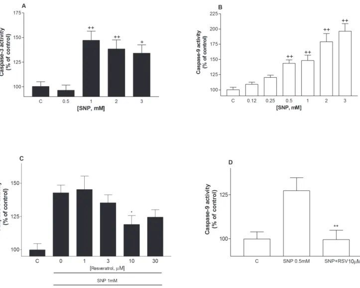 Table 2. Effect of resveratrol and SB 203580 on p38 MAPK levels induced by SNP in HaCaT cells.