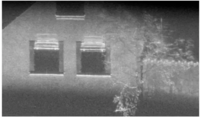 Figure 8: SAR image result of house facade. The sensor is look- look-ing upwards with an incidence angle of ∼ 30 degrees