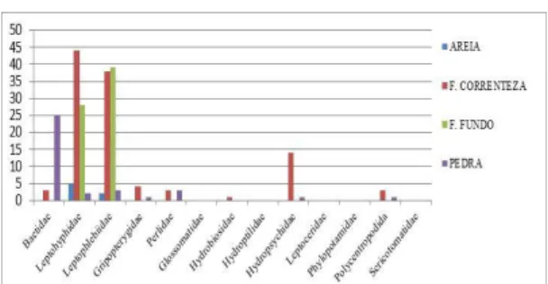 Gráfico 6 - Distribuição das Famílias de EPT no  ponto 3. 