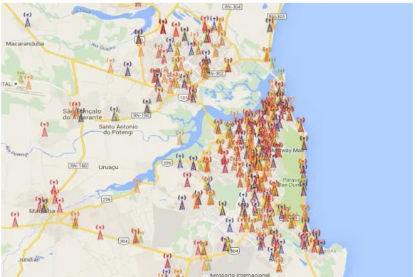Figura 5 - Localização das ERBs de Telefonia Móvel Celular em Natal . 