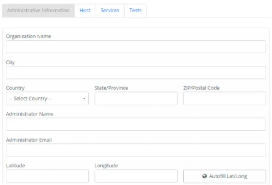 Figura 1: vista da interface web do perfSONAR com informações administrativas 